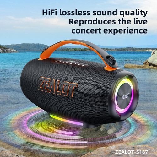 Zealot S167 100W Portable Wireless Speaker with Deep Bass Long Playtime Waterproof for Outdoor Indoor, Supports AUX/TF Card/USB
